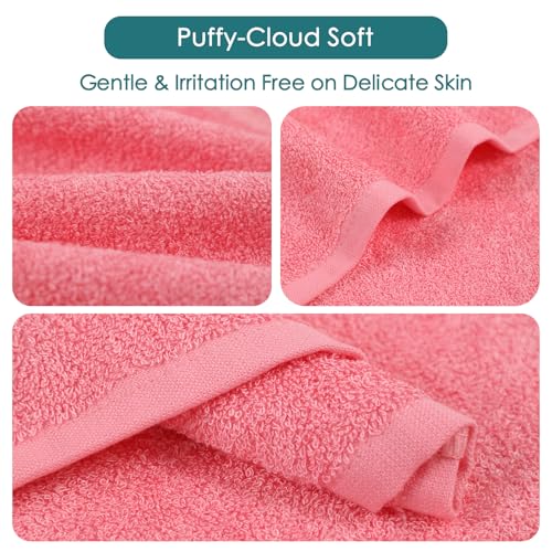 JEFFSUN Baby Washcloths 12 Pack,Super Soft Face Towels,10''x10'',White+Pink | 100% Viscose,Gently Wash Face and Body,Skin Friendly,Easy Rinsed,Hanging Loop,Quick Dry,Newborn Kid Toddler Bath Shower Gifts - color: White & Pink, size: 10x10 inch-12 Pack