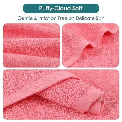 JEFFSUN Baby Washcloths 12 Pack,Super Soft Face Towels,10''x10'',White+Pink | 100% Viscose,Gently Wash Face and Body,Skin Friendly,Easy Rinsed,Hanging Loop,Quick Dry,Newborn Kid Toddler Bath Shower Gifts - color: White & Pink, size: 10x10 inch-12 Pack