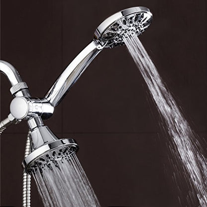 AquaDance Total Chrome Premium High Pressure 48-setting 3-Way Combo for The Best of Both Worlds – Enjoy Luxurious 6-setting Rain Shower Head and 6-Setting Hand Held Shower Separately or Together | Enjoy Two 6-Setting Rain & Hand Showerheads Separately or