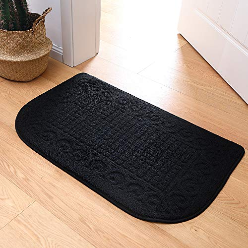 COSYHOMER 32x20 Half Round Kitchen Rug,Non Slip Washable Mat,Black 1PC | Polypropylene tufted textile,small half circle rug,kitchen sink mat,Kitchen floor mat - color: Black, size: 1'8" x 2'8" (Semicircular)