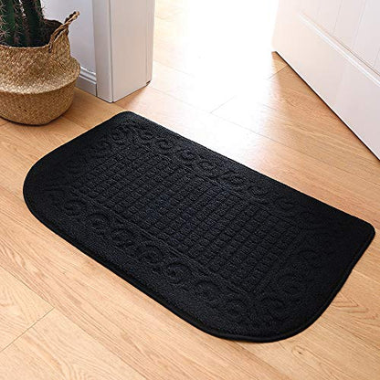 COSYHOMER 32x20 Half Round Kitchen Rug,Non Slip Washable Mat,Black 1PC | Polypropylene tufted textile,small half circle rug,kitchen sink mat,Kitchen floor mat - color: Black, size: 1'8" x 2'8" (Semicircular)