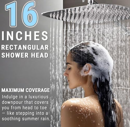 G-Promise 16 Inch All Metal Rain Shower Head with Handheld Spray (Chrome) | Suits Every Height, Pause Mode Diverter, Massage Mode Handheld, Full Body Coverage, Easy to Install, Modern Bath Upgrade - color: Chrome, size: 16 Inch