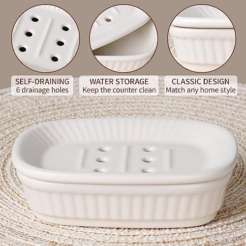 White Bathroom Accessory Set 5PCS, Ceramic Bathroom Accessories Set, Classic Design Bathroom Accessories Sets Complete, Home Apartment Modern Bathroom Decor Vanity Countertop, ANTIS'S HOME