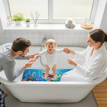 Upgrade Cartoon Baby Bath Mat Non Slip - 40"x16" Extra Long Bathtub Mat for Baby Eco Friendly Durable Bath Mat for Tub Non Slip Kids Tub Mat with Suction Cups, Machine Washable and No Fading, Mermaid - color: B-mermaid