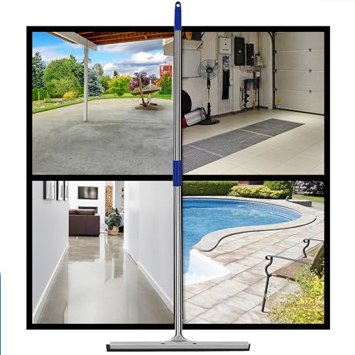 Floor Squeegee Scrubber 55inch Long Stainless Steel Handle with 22inch Wide Silicon Rubber Blade - Perfect Squeegee Broom for Floor Washing and Drying Shower Glass, Marble, Wood Surfaces