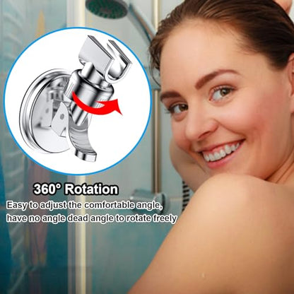 Adjustable Shower Head Holder, Suction Cup Handheld Shower Bracket, Removable Handheld, Wall Mounted (Silver) - style: Adjustable, Silver