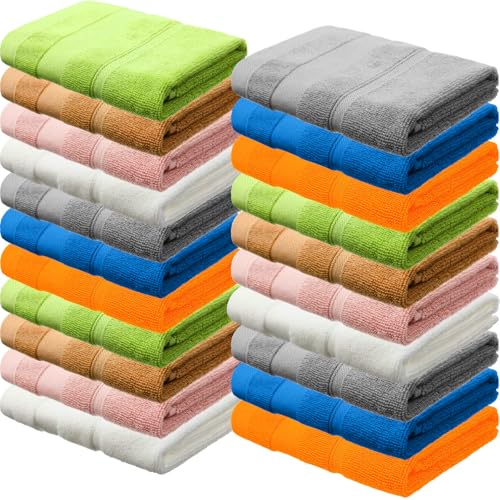 21 Pack Washcloths for Face 14" x 14" Absorbent and Soft Hand Towels Bulk Set 100% Cotton Ring Spun Hand Towels for Bathroom Gym Wash Cloths(Multicolor)