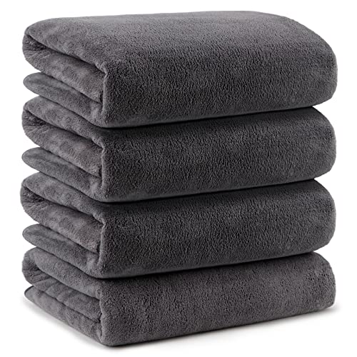 Orighty Bath Towels, Soft Feel Bath Towel, 4 Pack (27'' x 54'') | Highly Absorbent, Quick Drying Microfiber Towels for Body, Sport, Yoga, SPA, Fitness, Bathroom - Grey - color: Grey, size: 4 Pack Bath Towels