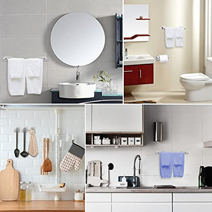 Self Adhesive Towel Bar, JiGiU Bathroom Hardware Set Include 16-Inch Bath Towel Bar,Toilet Paper Holder & 3 Packs Towel Hooks SUS304 Stainless Steel Wall Mount No Drill Sticky on Towel Holder Kit | With 16" Bath Towel Bar,Toilet Paper Holder & 3PCs Towel