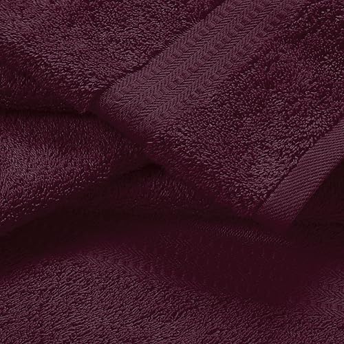 MyOwn 6 Piece Towel Set, 100% Combed Cotton - 2 Bath Towels, 2 Hand Towels, 2 Wash Cloths - 500 GSM Luxury Hotel Quality Ultra Soft Highly Absorbent Towel Set for Bathroom - Burgundy - color: Burgundy