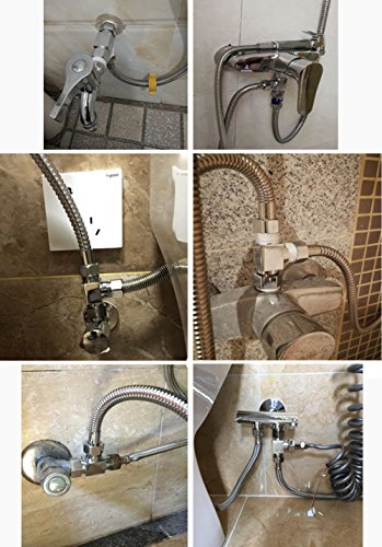 1/2" Brass Chrome 3 Way Diverter, Hose Fitting Tee, T Shape Adapter Connector for Angle Valve Hose, Bath Shower Arm, Toilet Bidet Sprayer Faucet - color: chome