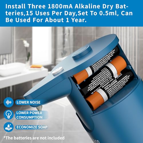 Automatic Soap Dispenser Touchless, Hands-Free, Multi Adjustable Volume, Long Battery Life, Compatible with Thick & Thin Dish/Hand Soap for Bathroom and Kitchen, Easy for Toddlers, Blue - color: Matte Blue