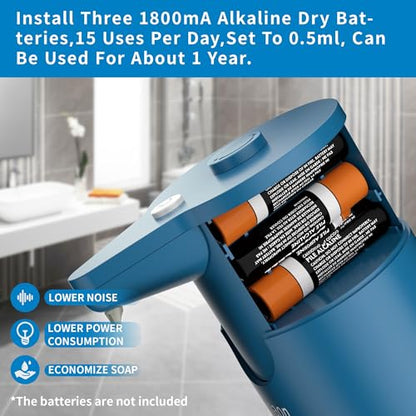 Automatic Soap Dispenser Touchless, Hands-Free, Multi Adjustable Volume, Long Battery Life, Compatible with Thick & Thin Dish/Hand Soap for Bathroom and Kitchen, Easy for Toddlers, Blue - color: Matte Blue