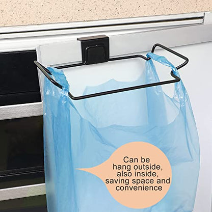 Large Stainless Steel Trash Bag Holder for Kitchen Cabinets Doors and Cupboards, Black - color: Black