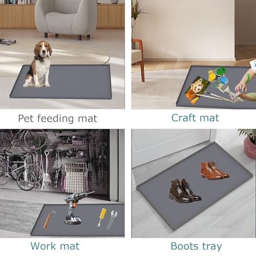 Under Sink Mat 31 x 19, Silicone Under Sink Liner for Kitchen Waterproof Bathroom Cabinet Mat, Grey - color: Gray, size: 19"W x 31"L