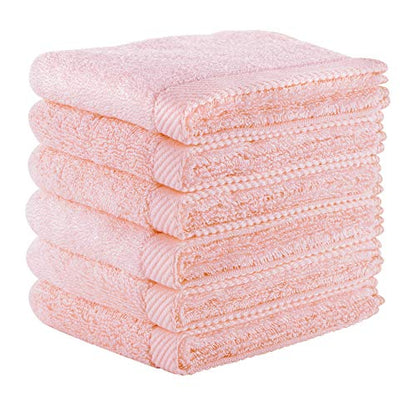 Mother-Earth 6-Pack Bath Washcloths 12"x12" - Soft and Absorbent Face Towels, Quick-Drying Wash Cloths for Sensitive Skin, Premium Quality for Daily Use (Pink) - color: Pink