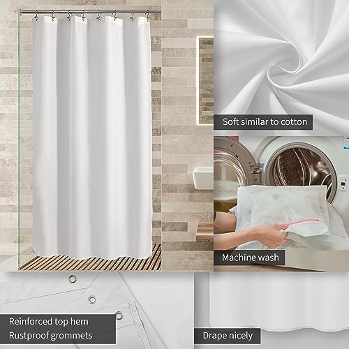 ALYVIA SPRING 48x72 Stall Waterproof Fabric Shower Curtain or Liner White | 2 Magnets, Soft Cloth & Hotel Quality, Machine Washable, Light-Weight, Stall Size - color: White, size: 48"W x 72"L (Pack of 1)