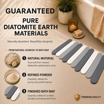 Foldable Stone Bath Mat for Bathroom - Quick Drying | Foldable earth bath mat, stone shower mat and kitchen drying mat. Dries in seconds, non slip, folds flat.
