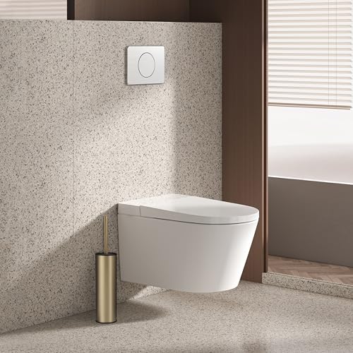 BGL Brushed Gold Toilet Brush and Holder,Stainless Steel Toilet Brushes for Bathroom with Holder - color: Brushed Gold