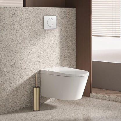 BGL Brushed Gold Toilet Brush and Holder,Stainless Steel Toilet Brushes for Bathroom with Holder - color: Brushed Gold
