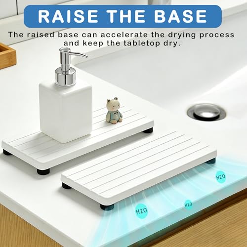 2PCS Stone Drying Tray, Water Absorbing Stone Tray for Sinks, Neat Diatomite Sink Trays, Fast Drying Kitchen Sponge Hand Soap Holder, Instant Dry Sink Coasters Used for Bathroom Counter -White - color: 2pcs White 5stripes