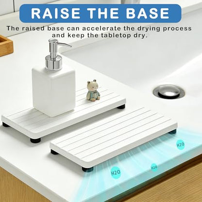 2PCS Stone Drying Tray, Water Absorbing Stone Tray for Sinks, Neat Diatomite Sink Trays, Fast Drying Kitchen Sponge Hand Soap Holder, Instant Dry Sink Coasters Used for Bathroom Counter -White - color: 2pcs White 5stripes