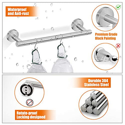 Tudoccy 5-Piece Brushed Nickel Bathroom Hardware Set, 16in SUS304 | Includes hand towel bar, toilet paper holder, 3 robe hooks; round wall-mounted design for modern bathroom - color: Brushed Nickel, size: 16 Inch 5 pcs