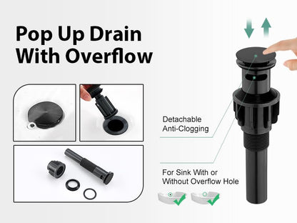 Faustina Black Bathroom Faucets,8 Inch Widespread Bathroom Faucet for Sink 3 Hole,Bathroom Faucet with Pop Up Drain,cUPC Water Supply Line,2-Handles Stainless Steel Vessel Sink Faucet Basin Mixer Tap - color: Black, style: Modern Widespread
