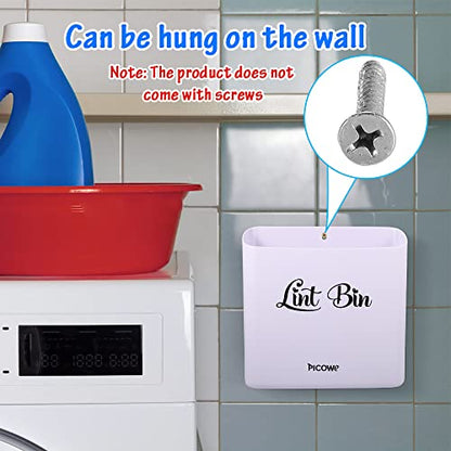 Picowe Magnetic Laundry Storage, Large Lint Holder Bin for Laundry Room, Space-Saving Trash Container Hanging on Dryer, Washer or Wall Mount (Gray White) - size: L Design - White