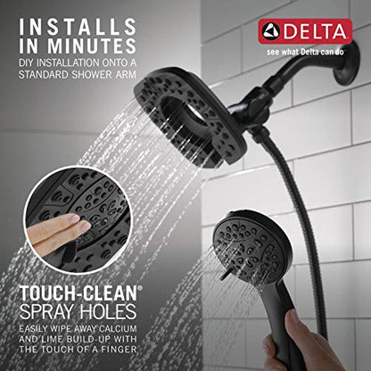 Delta 4-Setting In2ition 2-in-1 Dual Shower Head with HandHeld Spray, Matte Black Detachable Shower Head with Hose, Showerhead, 1.75 GPM Flow Rate, Matte Black 58498-BL - color: Matte Black