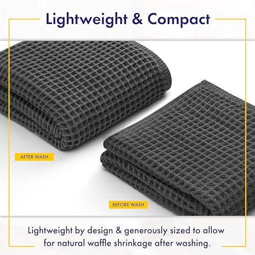 Alusa Home Viscose from Bamboo Waffle Towels - Lightweight Bath Towel Set of 6 - Compact, Quick Dry & Lint Free (Granite Grey) - color: Granite Grey