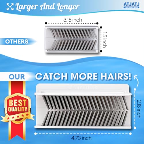 Large Shower Hair Catcher Wall, White Hair Drain Catcher with Silicone Bristle, Bathroom Tub Hair Catcher Drain Protector, Hair Collector for Shower, Shower Hair Trapper, Hair Grabber for Drain