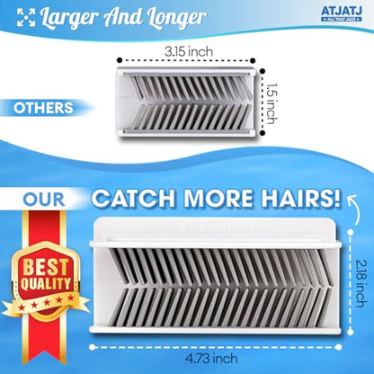 Large Shower Hair Catcher Wall, White Hair Drain Catcher with Silicone Bristle, Bathroom Tub Hair Catcher Drain Protector, Hair Collector for Shower, Shower Hair Trapper, Hair Grabber for Drain