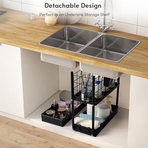danpinera 4 Tier Slim Cart with Wheels, 7.7’’ Metal Skinny Rolling Storage Cart on Wheels for Kitchen, Bedroom, Office, Laundry Room, Small Narrow Spaces with Hooks and Cups, Black