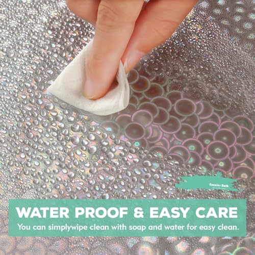 Holographic 3D EVA Shower Curtain Liner Circle, 72x72 Premium Clear Plastic Bathroom Shower Curtain with Rustproof Metal Grommets for Shower Stall, Bathtubs - color: Holo - Circle, size: 72"W x 72"L (Pack of 1)