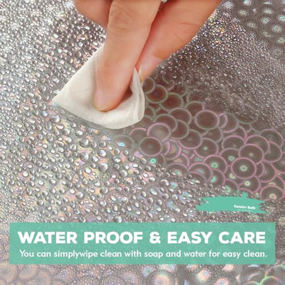 Holographic 3D EVA Shower Curtain Liner Circle, 72x72 Premium Clear Plastic Bathroom Shower Curtain with Rustproof Metal Grommets for Shower Stall, Bathtubs - color: Holo - Circle, size: 72"W x 72"L (Pack of 1)