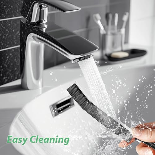 3pcs Hard Bristle Gap Cleaning Brush, Black & White - Small Scrubber for Grout Tiles Shower Toilet Narrow Spaces Bathroom Kitchen Household Tool