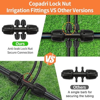 25 Pieces 1/2 Inch Drip Irrigation Fittings Kit, 1/2'' Drip Line Barbed Fittings for 1/2 Inch Irrigation Tubing (1/2" ID x 0.650" OD) Anti-Leak Lock Nut Connectors for Garden Drip System - size: 1/2" Fittings Kit 25 Pcs
