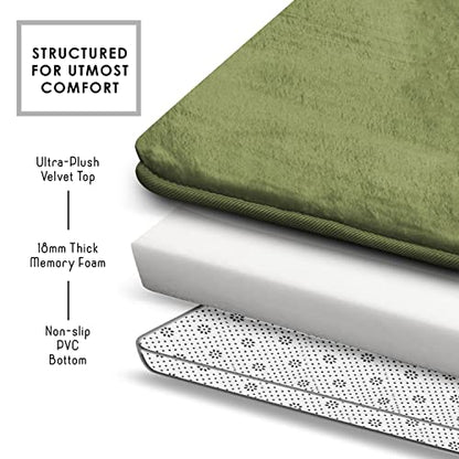 Clara Clark 3 Piece Bathroom Rugs Bath Mat Set, Velvet Memory Foam Bath Mats for Bathroom - Non-Slip, PVC Backing Bath Rugs, Washable - Dries Quickly, Green - color: Sage Green