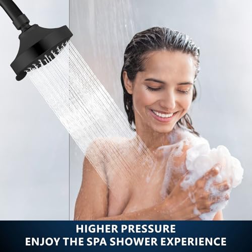 High Pressure Shower Head - 5 Spray Modes Powerful Pressure Boosting Showerhead For Bathroom - High Flow Fixed Showerheads (Matte Black) - color: Midnight Black Matte