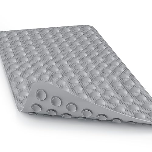 JOYCANO Rubber Bathtub Mat Non Slip, Baby Bath Mat for Tub, Shower Mat Non Slip PVC-Free, Strong Suction and Textured Surface, Non-Toxic, No Chemical Smells, for Kids Elderly Dogs, Grey - color: Grey