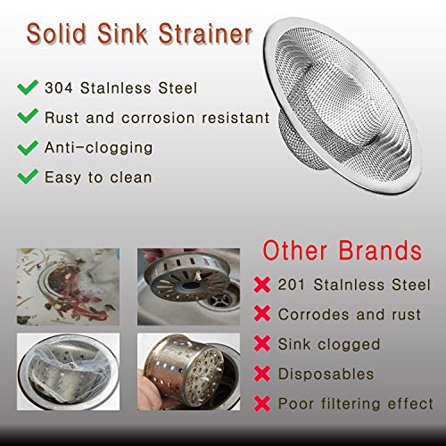 4pcs Heavy Duty Stainless Steel Kitchen Sink Strainer, 2.75" Top / 1" Mesh Metal Sink Strainer,Perfect for Kitchen Sink/Bathroom Bathtub Wash basin Floor drain balcony Drain Hole, Utility - size: 2.75"