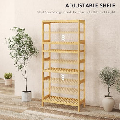 Bamboo Rack, Adjustable Bamboo Shelf, Bathroom Living Room, 5-Tier - size: 5-Tier