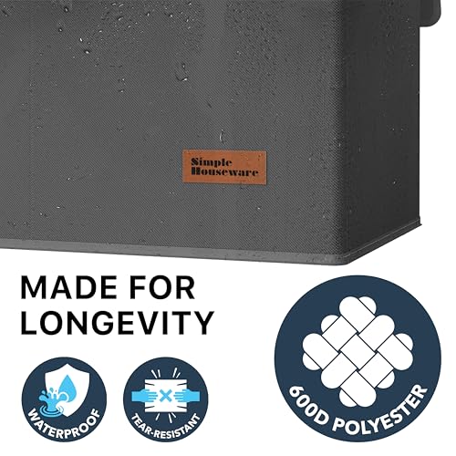 Simple Houseware Double Laundry Hamper with Lid & Removable Bags, Dark Gray | Heavy Duty 600D Polyester, Water-Resistant Surface - color: Dark Grey