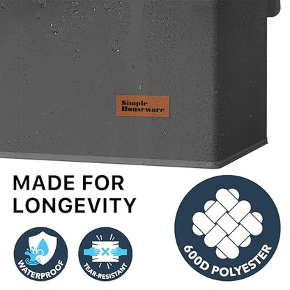Simple Houseware Double Laundry Hamper with Lid & Removable Bags, Dark Gray | Heavy Duty 600D Polyester, Water-Resistant Surface - color: Dark Grey