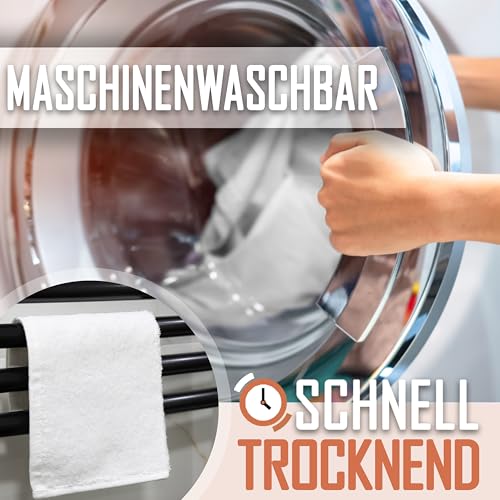 Set of 10 Washcloths Made of 100% Cotton - Soft and Absorbent Face and Hand Towels - Practical for Bathroom and Kitchen - 12 x 12 in (White) - color: White