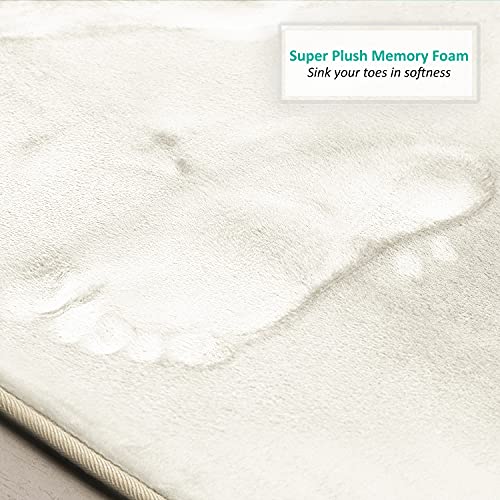 Clara Clark 3 Piece Bathroom Rugs Bath Mat Set, Velvet Memory Foam Bath Mats for Bathroom - Non-Slip, PVC Backing Bath Rugs, Washable - Dries Quickly, White - color: Off White