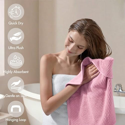 Madison Park 100% Zero Twist Cotton 4 Piece Bathroom Hand Towels, Pink | 18" x 28" Bath Hand Towels, 500 GSM Diagonal Ribbed, Soft, Quick Dry, Highly Absorbent, Durable, Modern, OEKO TEX - color: Pink, size: 4 Piece Hand Towel Set
