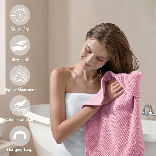 Madison Park 100% Zero Twist Cotton 6 Piece Bathroom Washcloth Set, Pink | 13" x 13" Bath Face Towels, 500 GSM Diagonal Ribbed Wash Cloths, Soft, Quick Dry, Highly Absorbent, Durable, Modern, OEKO TEX - color: Pink, size: 6 Piece Washcloth Towel Set
