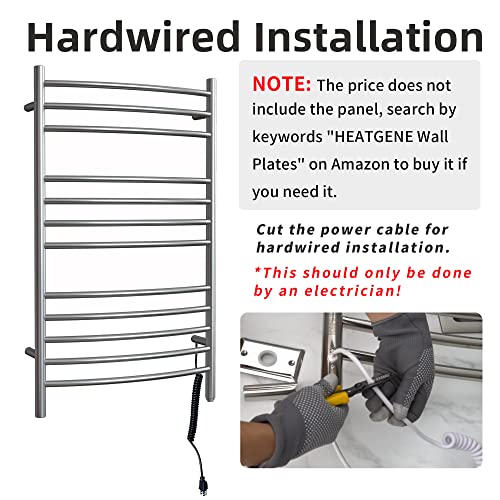 12-Bar Towel Warmer, Heated Towel Rack, Plug-in/Hardwired Gun Grey | 304 Stainless Steel Large 12-Bar Towel Warmer With Plug-In Or Hardwired Installation And Gun Grey Finish - color: Gun Grey